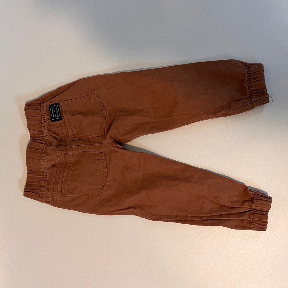 Ben Sherman Boys Rust Brown Twill‎ Jogger Pants Elastic Waist Size 3T - Picture 2 of 4